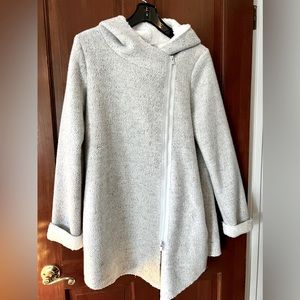 Reserved Brand Sherpa Lined Zip Up Asymmetrical Jacket with Hood XL